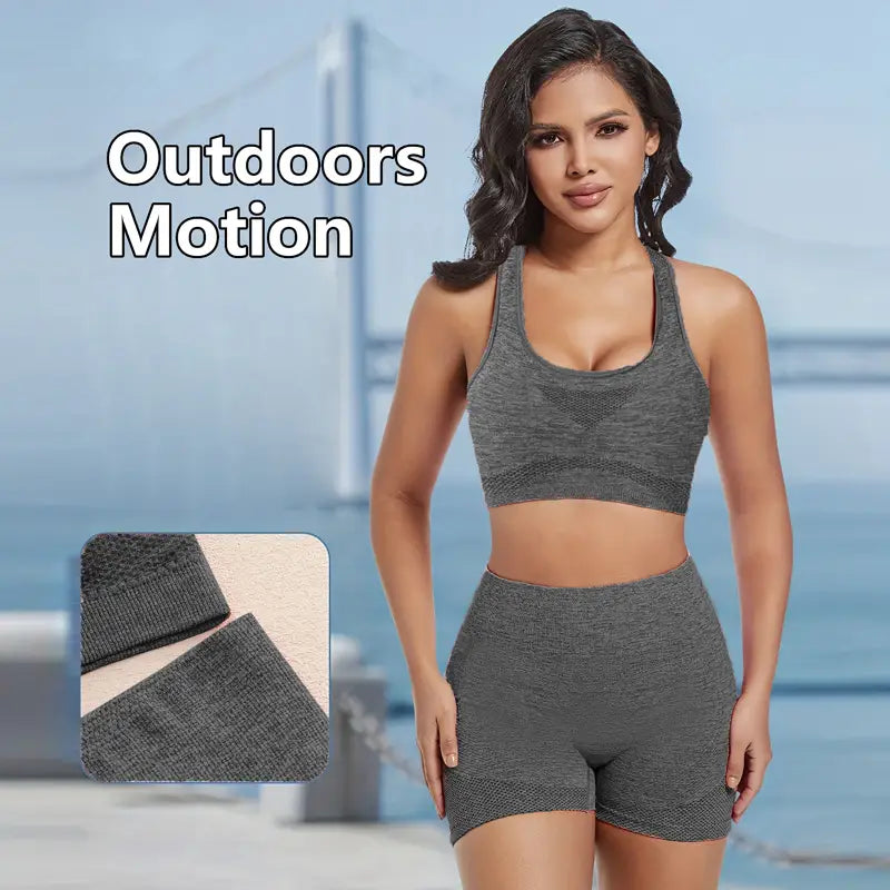 Elastic Peach Yoga Tank Top Set