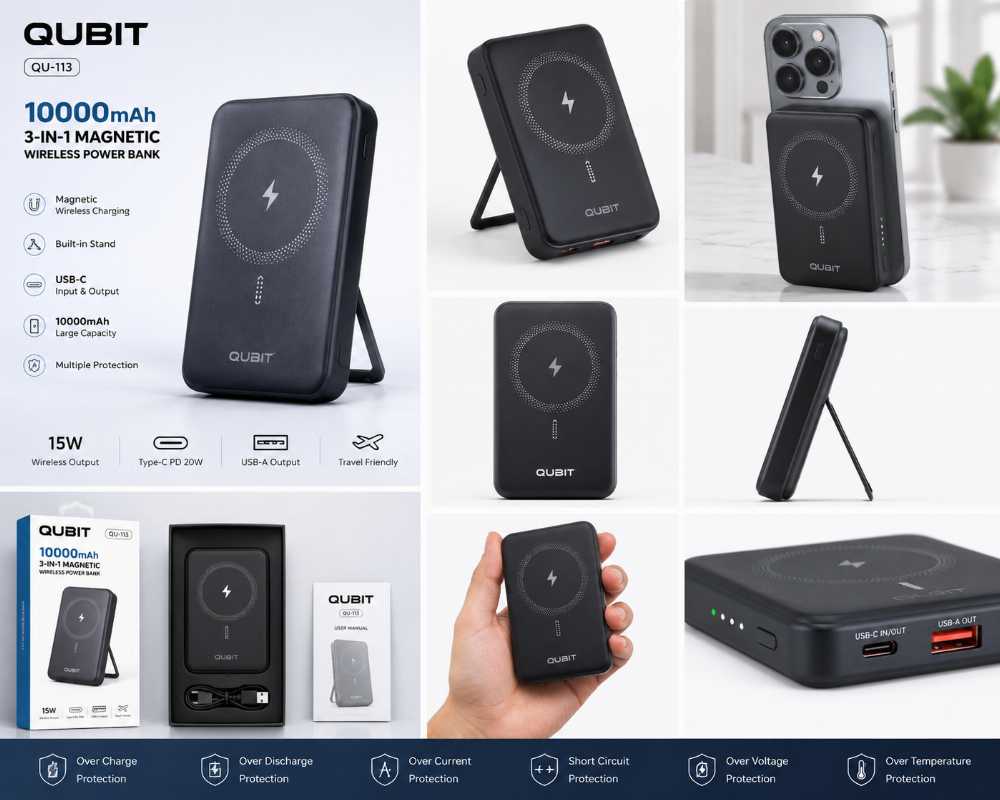 3-in-1 Magnetic Wireless Power Bank (Model QU-113)